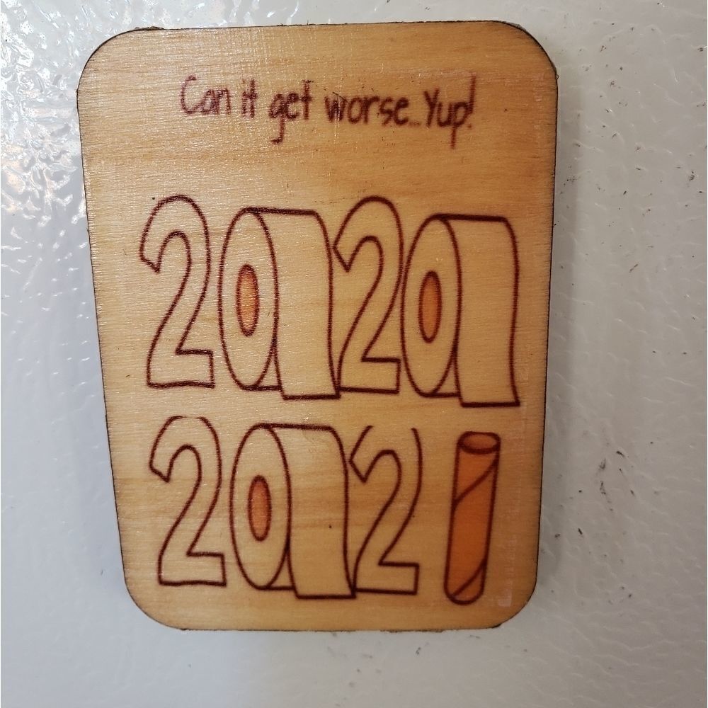 Wood Refrigerator magnet /mini wall hanging. Can it get worse, yep